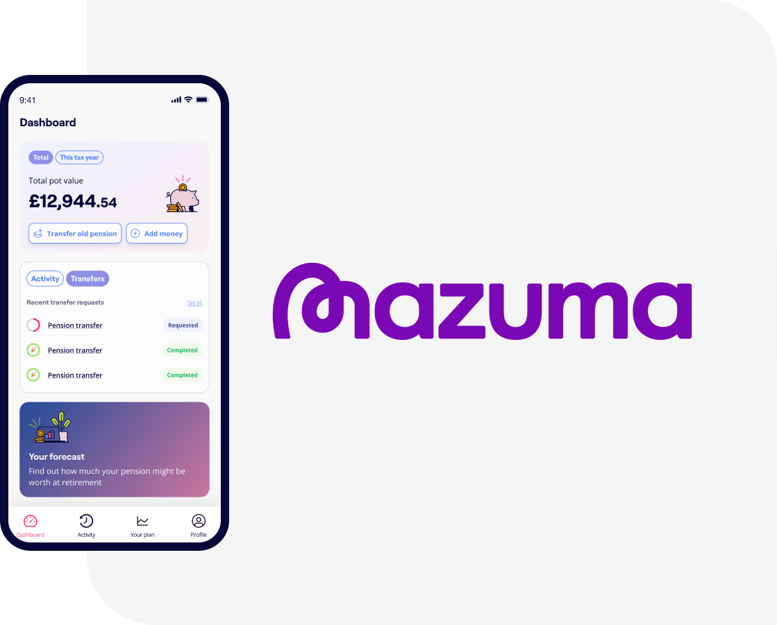An excerpt screen of the Penfold app alongside the Mazuma logo