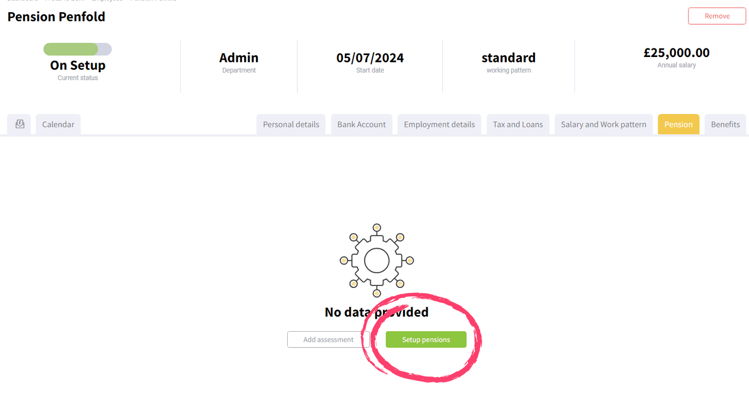 FreshPay platform view when adding add a new employee