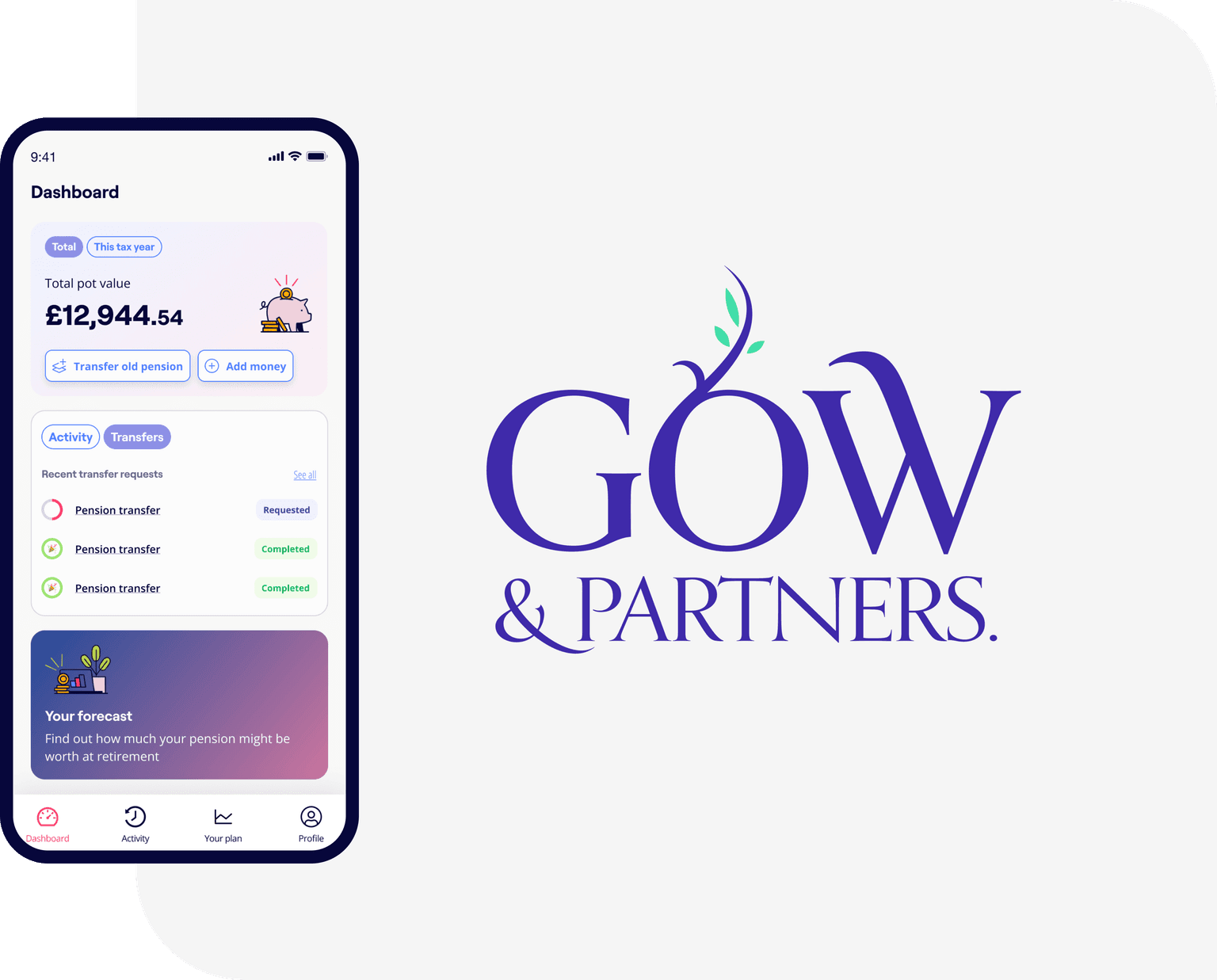 An excerpt screen of the Penfold app alongside the GOW logo